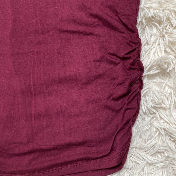 Zenana Ruched Dolman Sleeve Top 💗 Cranberry - Picture 9 of 11
